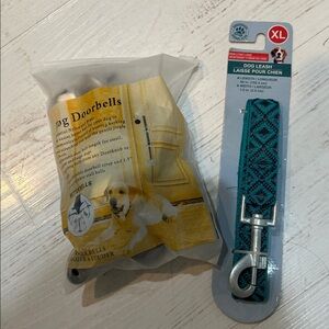 Teal Patterned Dog Leash XL and dog doorbells